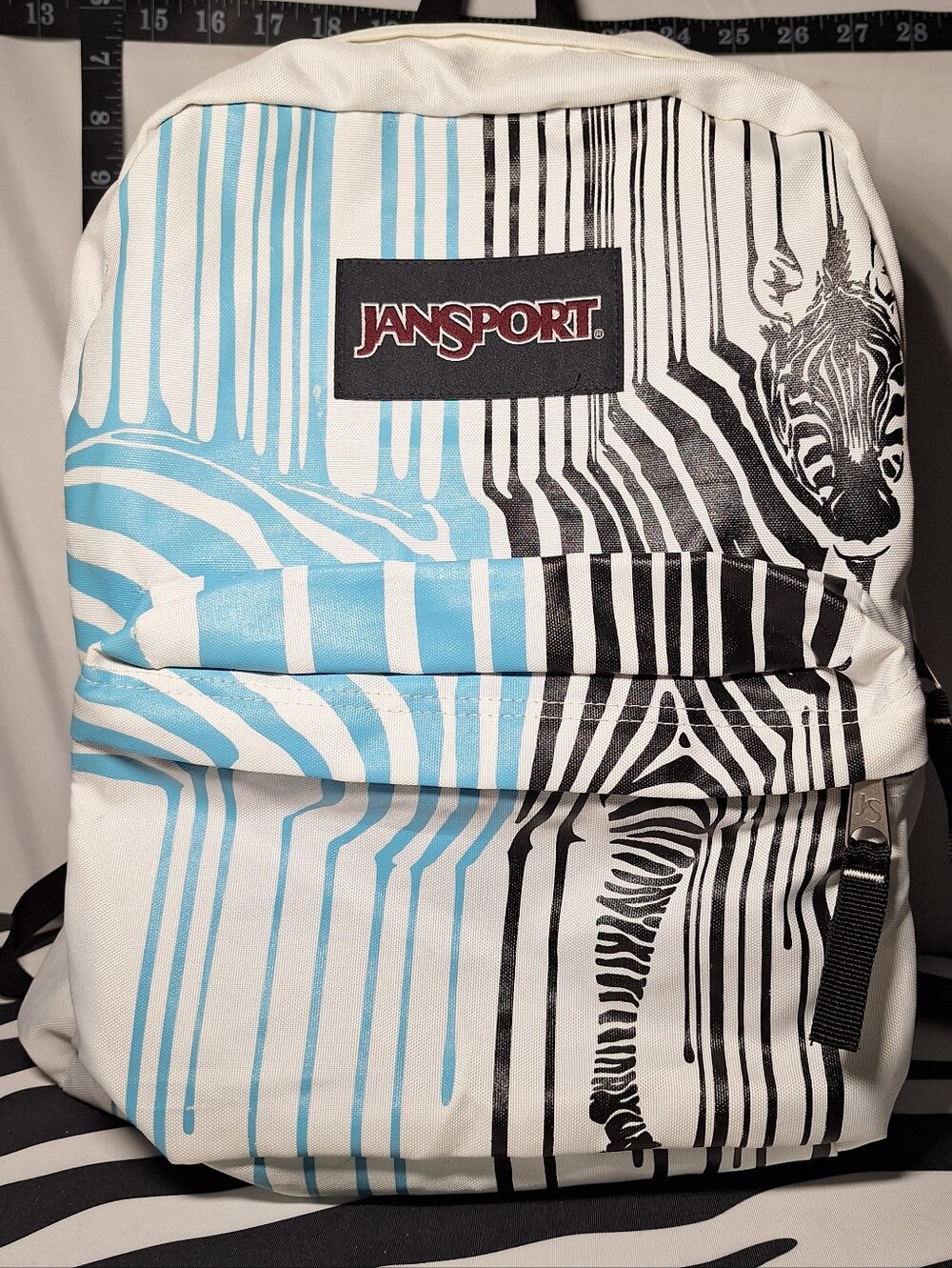 Jansport Backpack, Zebra, Black Blue White
